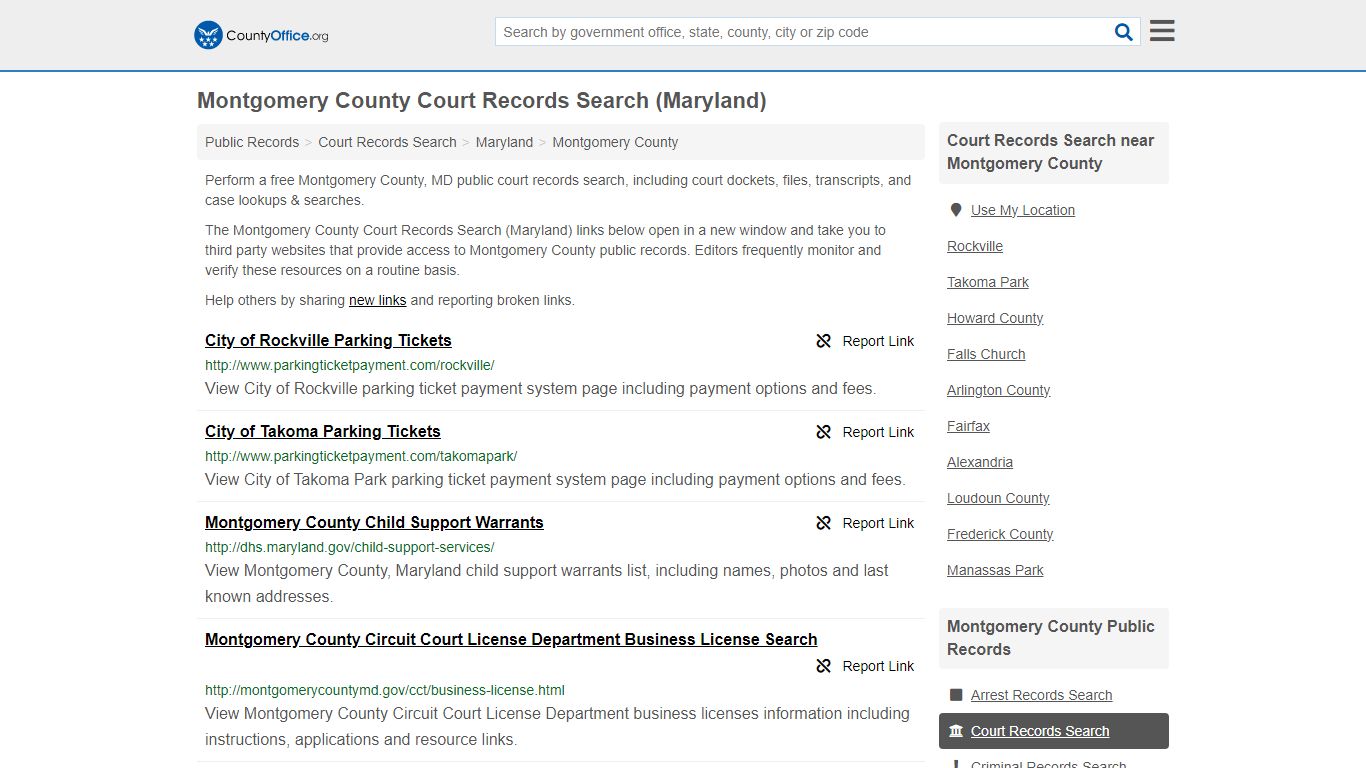 Montgomery County Court Records Search (Maryland) - County Office